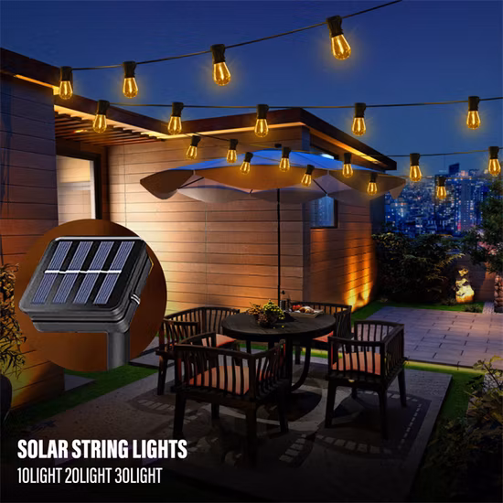 Guirlande lumineuse de décoration de noël à énergie solaire personnalisée par l'ue, lumière féerique de vacances (10M)