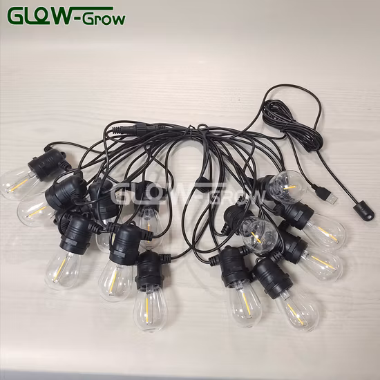 Haute qualité 48FT 15 pièces S14 LED Blubs noël vacances éclairage décoratif extérieur étanche solaire LED chaîne lumière